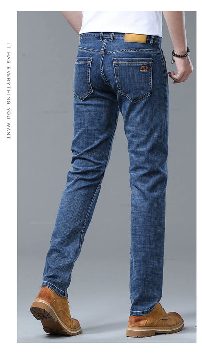 Frühlings-Herren-Jeans in Hellblau, schmal, stilvoll, lässig, Stretch-Stoff, Denim-Hose, klassische Hose, Rauchgrau - FUXL-Shopify 