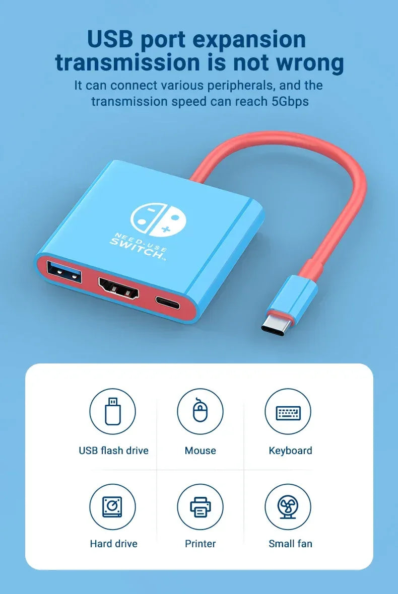 3-in-1 USB-C Hub HDMI 4K 30Hz PD 100W Schnellladung USB 3.0 Dockingstation MacBook Laptop - FUXLShop