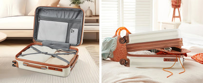 imiomo Erweiterbares Handgepäck-Koffer-Set mit Reisetasche, Getränkehalter, TSA-Schloss, Spinner-Räder, leicht und langlebig - FUXL-Shopify 