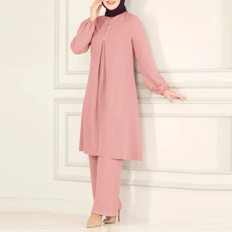 Muslimisches Damen-Set Langarm Bluse & Weite Hose | Modest Fashion