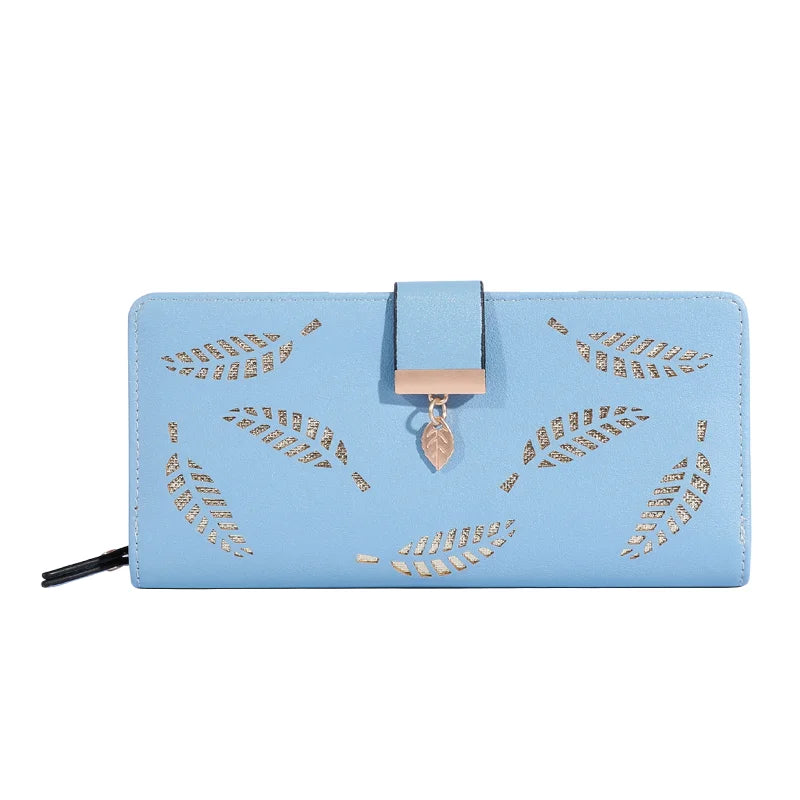 Frauen Brieftasche PU Leder Geldbörse Weibliche Lange Brieftasche Gold Hohl Blätter Beutel Handtasche Für Frauen Geldbörse Karte Halter Kupplung - FUXL-Shopify 