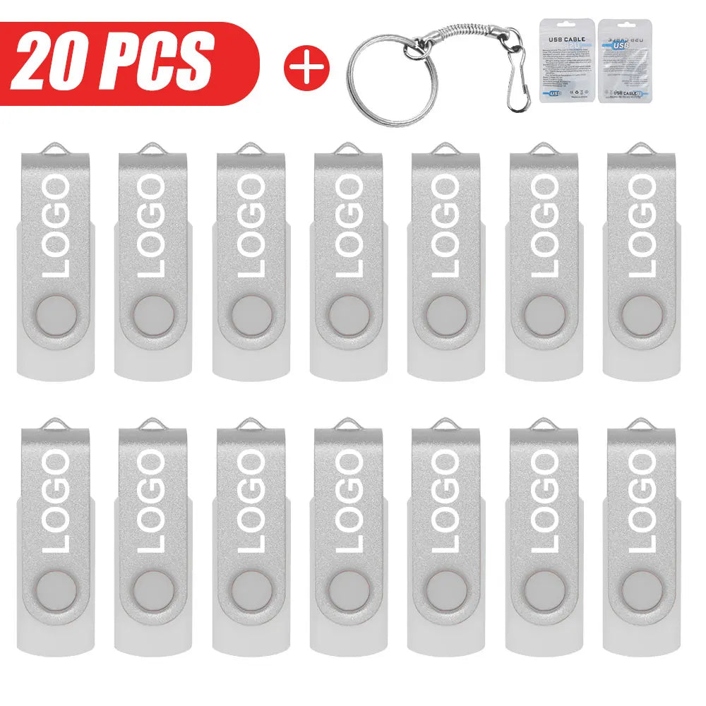20er-Set USB 2.0 Flash Drives mit individuellem Logo – 4GB bis 64GB – Pen Drives mit echter Kapazität, Werbegeschenk, Plug & Play