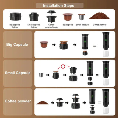 Tragbare drahtlose Espressomaschine für Auto, Zuhause & Camping – 3-in-1 Kaffeemaschine - FUXL-Shopify