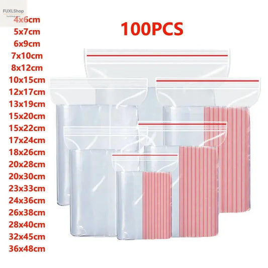 Kleine Plastiktüten mit Reißverschluss, wiederverschließbar, transparent, Vakuum-Aufbewahrungsbeutel, durchsichtige Beutel, Ziplock-Aufbewahrungsbeutel für Lebensmittel, Plastikbeutel mit Reißverschluss - FUXL-Shopify