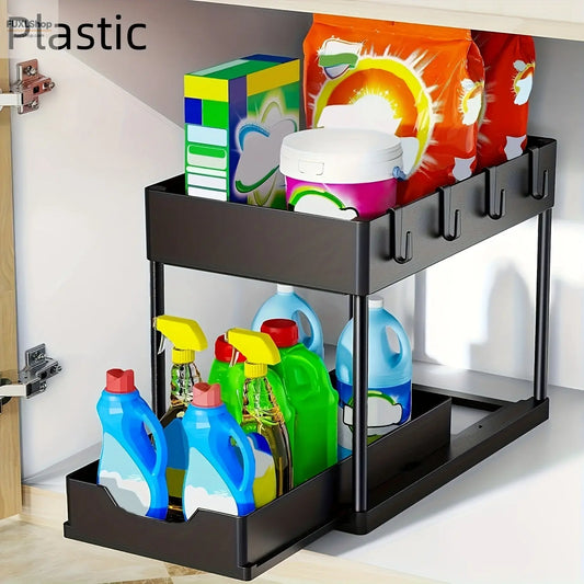 1pc in 2 Packs, a Two-Tier Storage Organizer Drawer with Large Capacity - Sturdy, Space-Efficient, And Designed for Easy Access to Maximize Storage - Perfect for The Kitchen. - FUXL-Shopify 