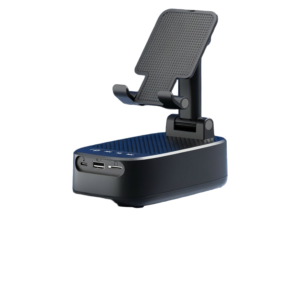 NewRixing 6W Wireless Lautsprecher mit Handyhalter, TWS Dual Pairing, Hi‑Fi Stereo & Bass, USB‑C, Powerbank, Indoor/Outdoor