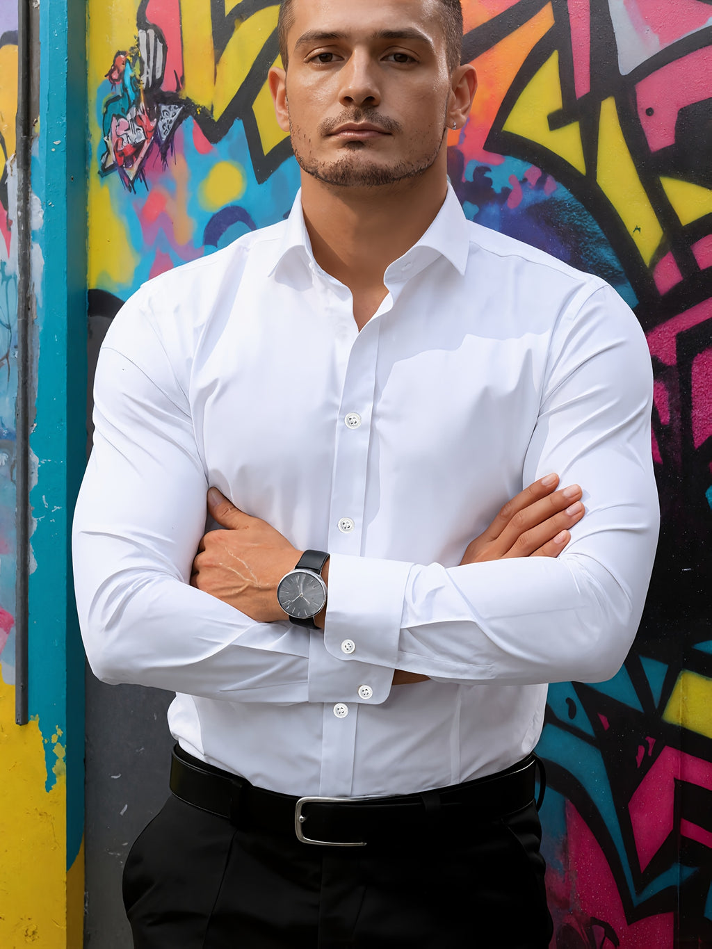 Herren Langarmhemd 2er-Set | Einfarbig, Regular Fit, S-XXL