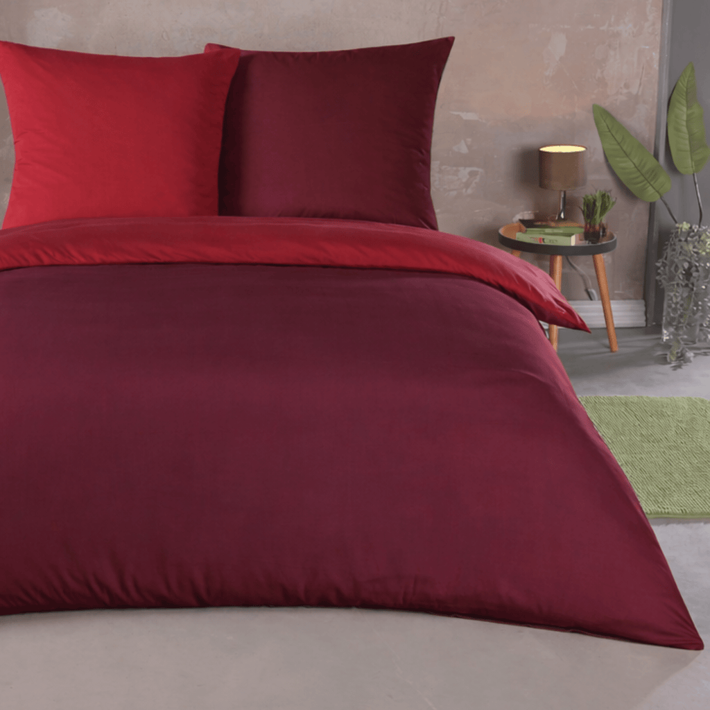 Mikrofaser Bettbezug 220x200 cm Bordeaux/Rot – Uni Bettwäsche-Set King Size