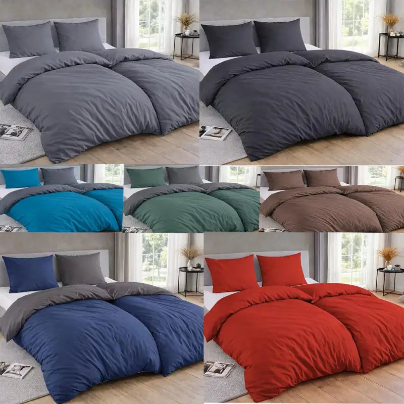 Grau, marineblau, petrolgrün, braunes und rotes bettwäsche-set 135x200 mikrofaser mit bettbezug 135x200 und kissenbezug 80x80
