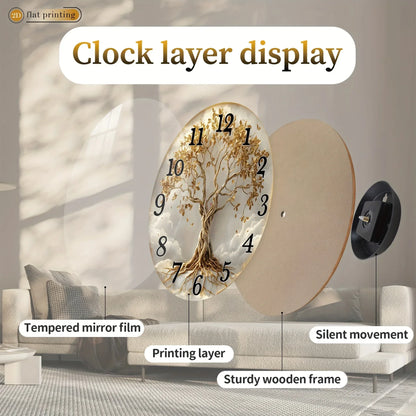 Wanduhr Lebensbaum Holz - Lautlos mit Wurzeln & Ästen - Modern 25-40cm - FUXLShop