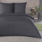 Mikrofaser Bettbezug 220x200 cm Anthrazit – Uni Bettwäsche-Set King Size