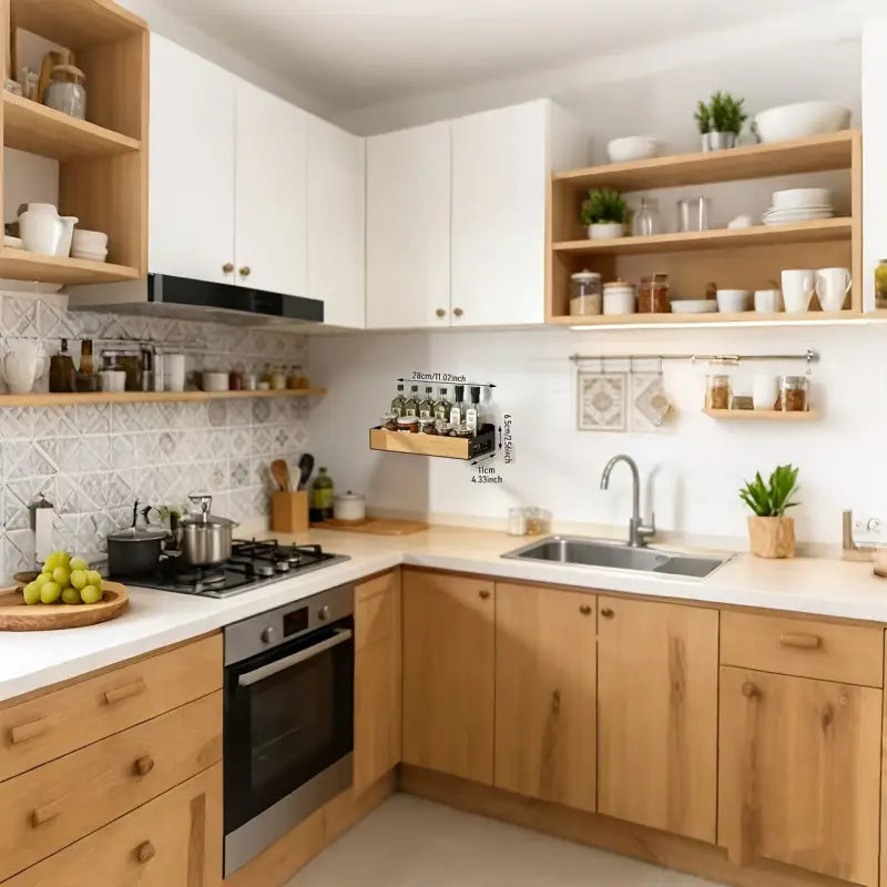 Holzregal aus gusseisen mit flaschen für öl und essig magnetisches küchenschrank gewürzregal online bestellen günstig