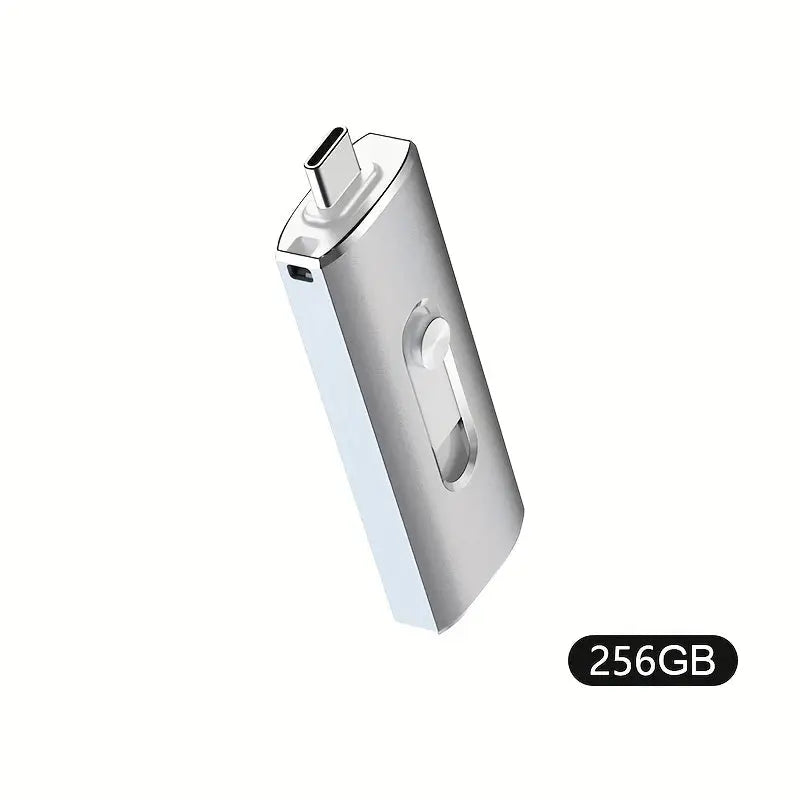 Silberner dual usb stick mit usb-c und usb 3.0, ausziehbar, 256 gb, metallisch, online bestellen und günstige angebote