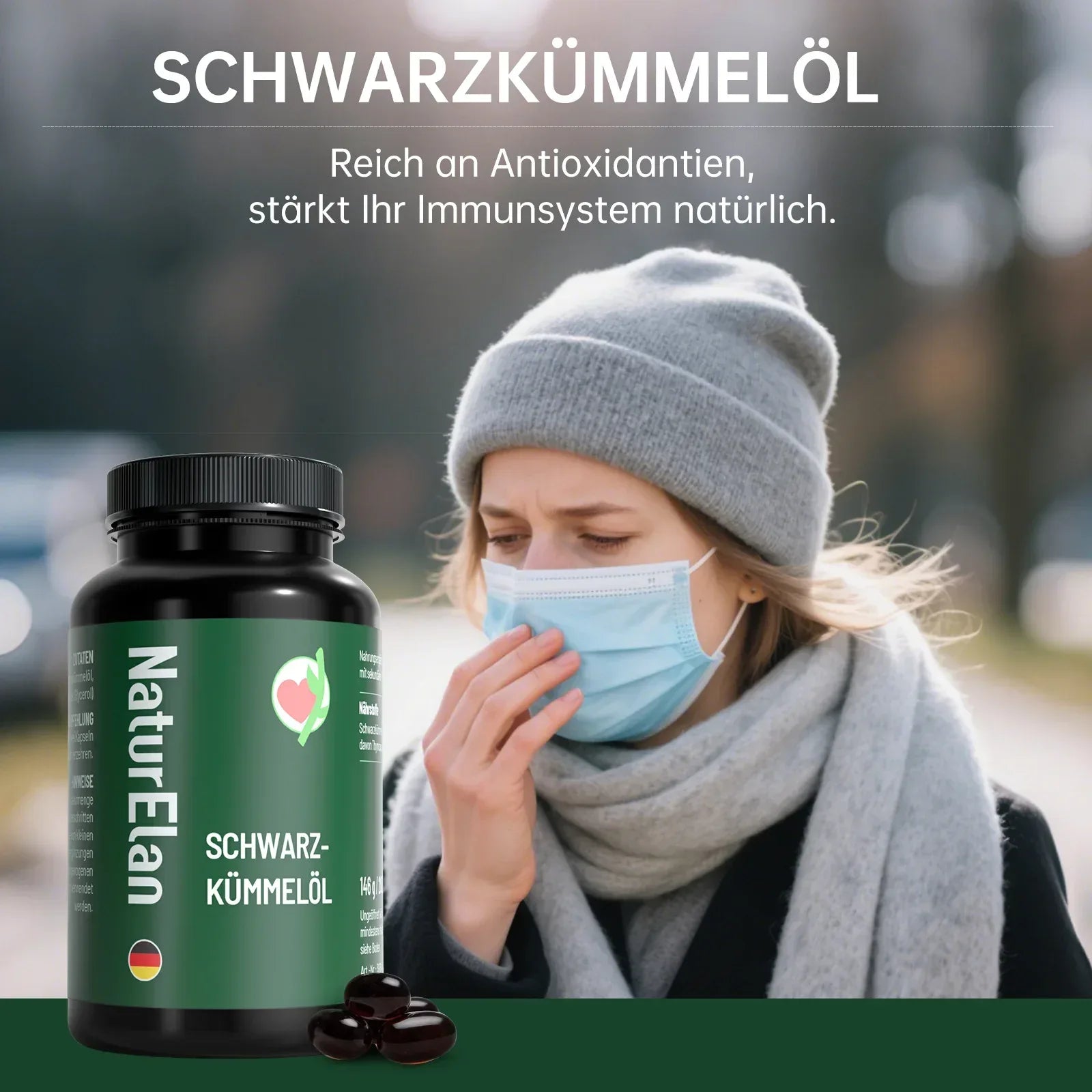 Schwarzkümmelöl Kapseln 120 Stück 1000mg Tagesdosis Immunsystem Atemwege Hergestellt in DE - FUXLShop