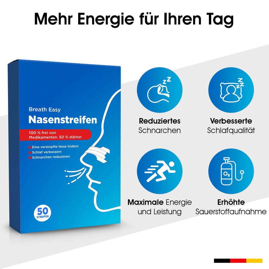 Anti-Schnarch Nasenstreifen 50 Stück – Besseres Atmen beim Sport & Schlafen