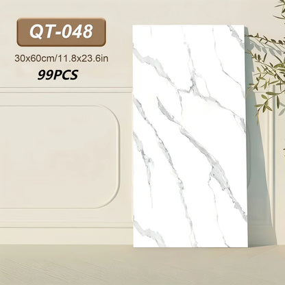 Selbstklebende 3D Marmor-Wandfliesen 60x30cm - Vinyl Fliesenaufkleber für Küche Bad & Wohnzimmer - Abwaschbar (19-99 Stück) - FUXLShop