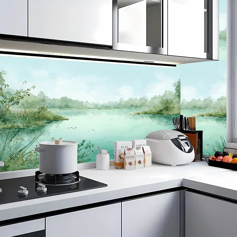Selbstklebende Tapete Waldsee-Motiv – 2D Vinyl Wanddeko für Küche, Bad & Schränke (abwaschbar, hitzebeständig) - FUXLShop