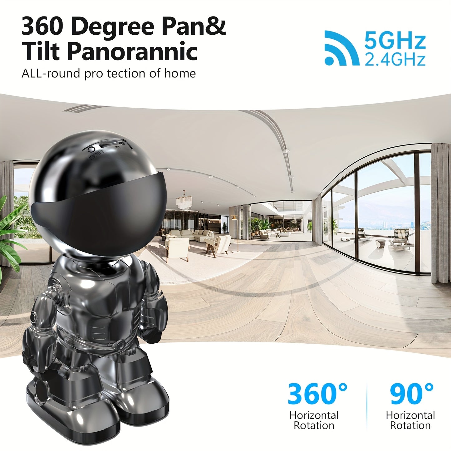 3MP HD Smart Sicherheitskamera – 360° Nachtsicht, Zwei-Wege-Audio, Bewegungserkennung, WLAN, App-gesteuert für Innen & Außen, Haustier & Zuhause