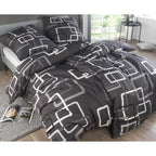 Modern bettwäsche-set 135x200 4-teilig mit schwarz-weißem geometrischem muster und allergikerfreundlichem material