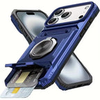 Blaue stoßfeste handyhülle mit metallhalter und dual-kartenslot, heavy duty design, online bestellen für iphone 11–17 pro max