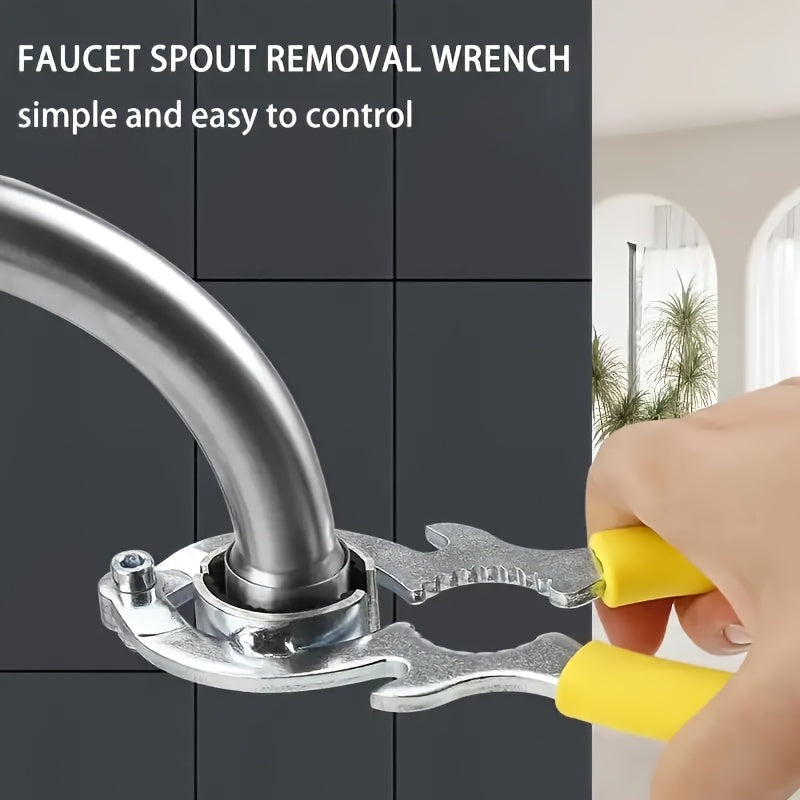 Multifunktionaler Wasserhahnschlüssel – 1 Stück, mit gelbem Gummigriff, Metall, für Filter- & Strahlregler-Montage in Küche & Bad, einfach & langlebig – hochwertig verarbeitet für tägliche Anwendung