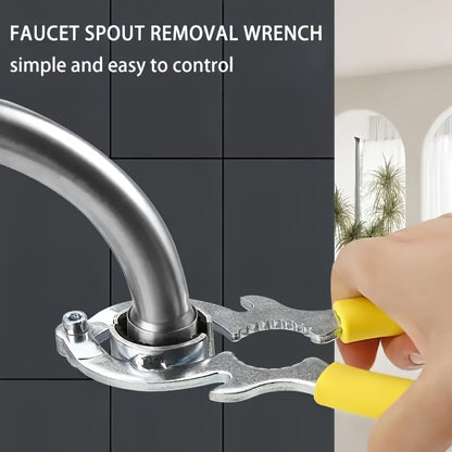Multifunktionaler Wasserhahnschlüssel – 1 Stück, mit gelbem Gummigriff, Metall, für Filter- & Strahlregler-Montage in Küche & Bad, einfach & langlebig – hochwertig verarbeitet für tägliche Anwendung