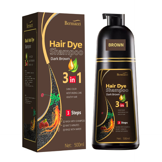 500ml Ginseng Haarfärbe-Shampoo – Pflanzliche Pflege, Grauabdeckung, langanhaltende Farbe, feuchtigkeitsspendend & sanft für Damen & Herren