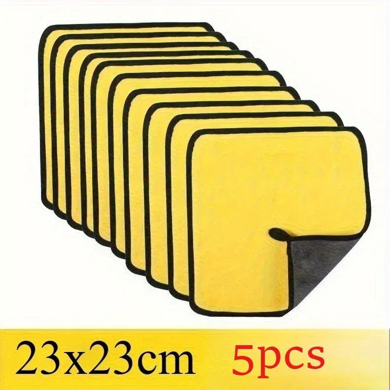 Mikrofasertücher Auto 5er Set - Hochabsorbierend & Kratzfrei - Gelb/Schwarz 240g/m² - FUXLShop