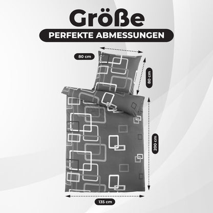 Bettwäsche-Set 135x200 4-teilig – Allergikerfreundlich – Spannbettlaken 135x200 & Kissenbezug 80x80 | Modern & Hochwertig