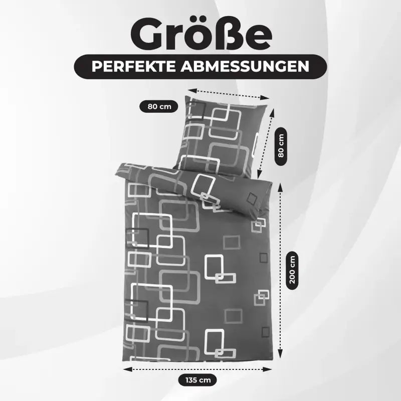 Graues bettwäsche-set 135x200 4-teilig mit modernem geometrischem muster und passenden kissenbezügen allergikerfreundlich