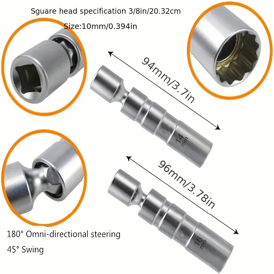 Zündkerzenschlüssel Magnetisch 2er Set - 14/16mm mit Kardangelenk - Heavy Duty - FUXLShop