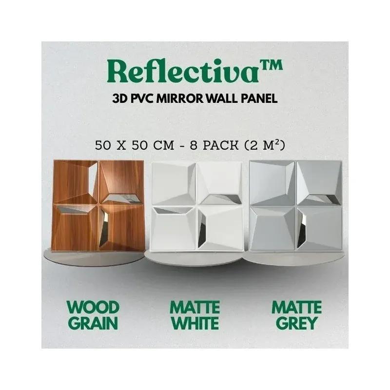 3D Spiegeleffekt Wandpaneele 8er-Set 50x50 cm – PVC Wandverkleidung Wohnzimmer Schlafzimmer