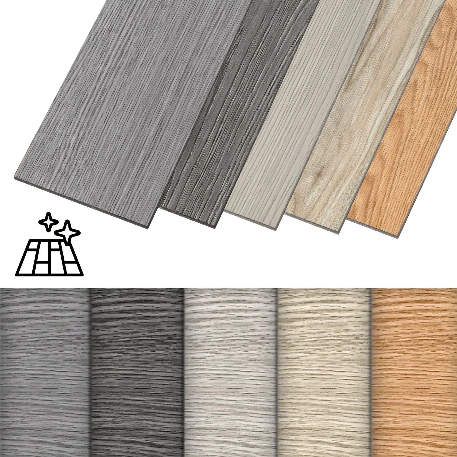 Vinyl Bodenbelag Selbstklebend 18-36 Stück - PVC Bodenfliesen Holzoptik Eiche 2,5-5m² für Küche & Wohnzimmer - FUXLShop