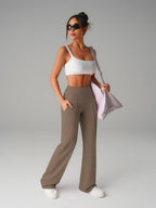 2er-Pack Damen Yogahose – Weites Bein, High-Waist & Taschen