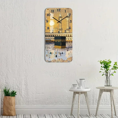 Wanduhr lautlos Kaaba Motiv – Islamische Dekoration quadratisch, HD-Glanz, für Wohnzimmer Schlafzimmer Küche - FUXLShop