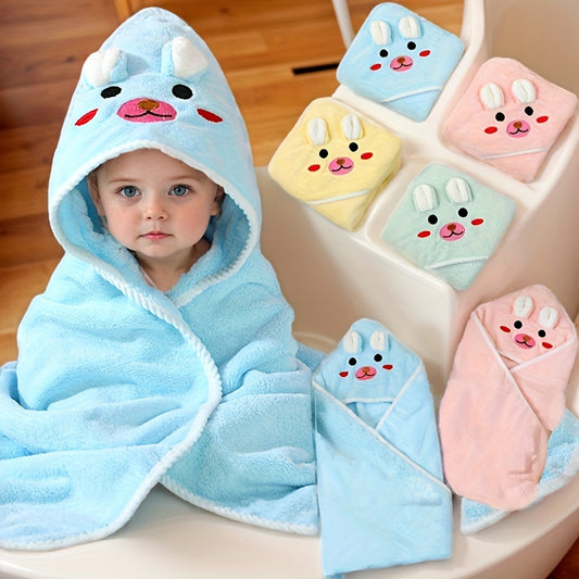 1x Kapuzenhandtuch mit Tiermotiv – superweich & saugfähig, Coral-Fleece, 80 x 80 cm – ideal für Babys & Kinder, Strand, Zuhause & Kinderwagen