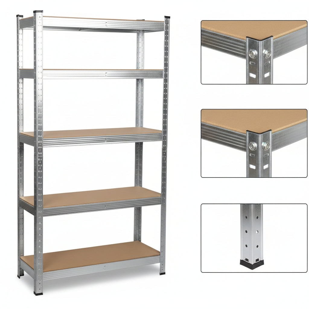 Lagerregal Aufbau Stecksystem ohne Werkzeug – Schwerlastregal 150x70x30 cm schwarz
