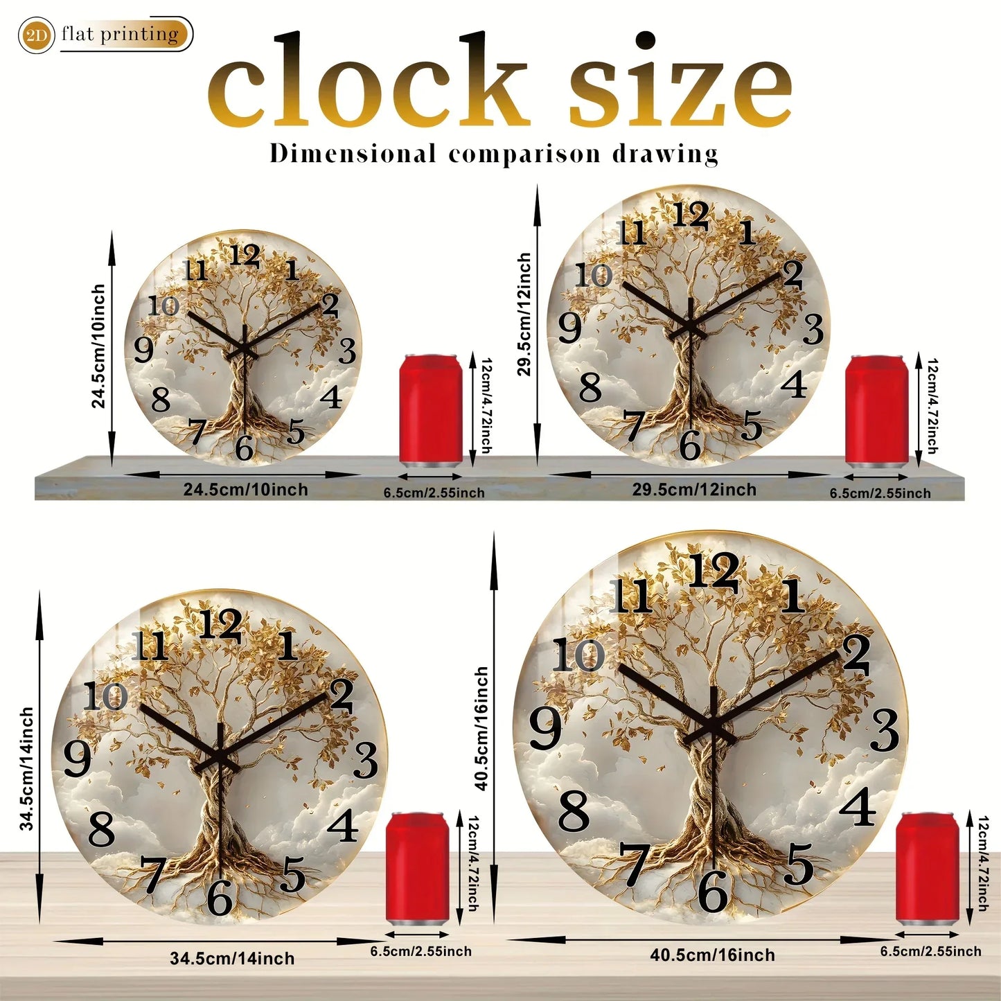 Wanduhr Lebensbaum Holz - Lautlos mit Wurzeln & Ästen - Modern 25-40cm - FUXLShop