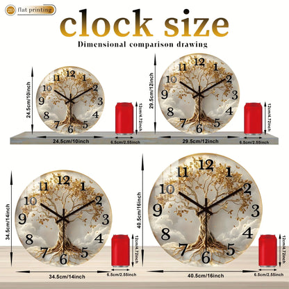 Wanduhr Lebensbaum Holz - Lautlos mit Wurzeln & Ästen - Modern 25-40cm - FUXLShop