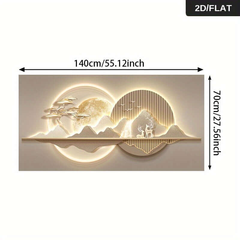 Modernes abstraktes Leinwandbild – Goldene Mondlandschaft, minimalistisches Design, Beige & Gold, rahmenlos, für Wohnzimmer & Schlafzimmer