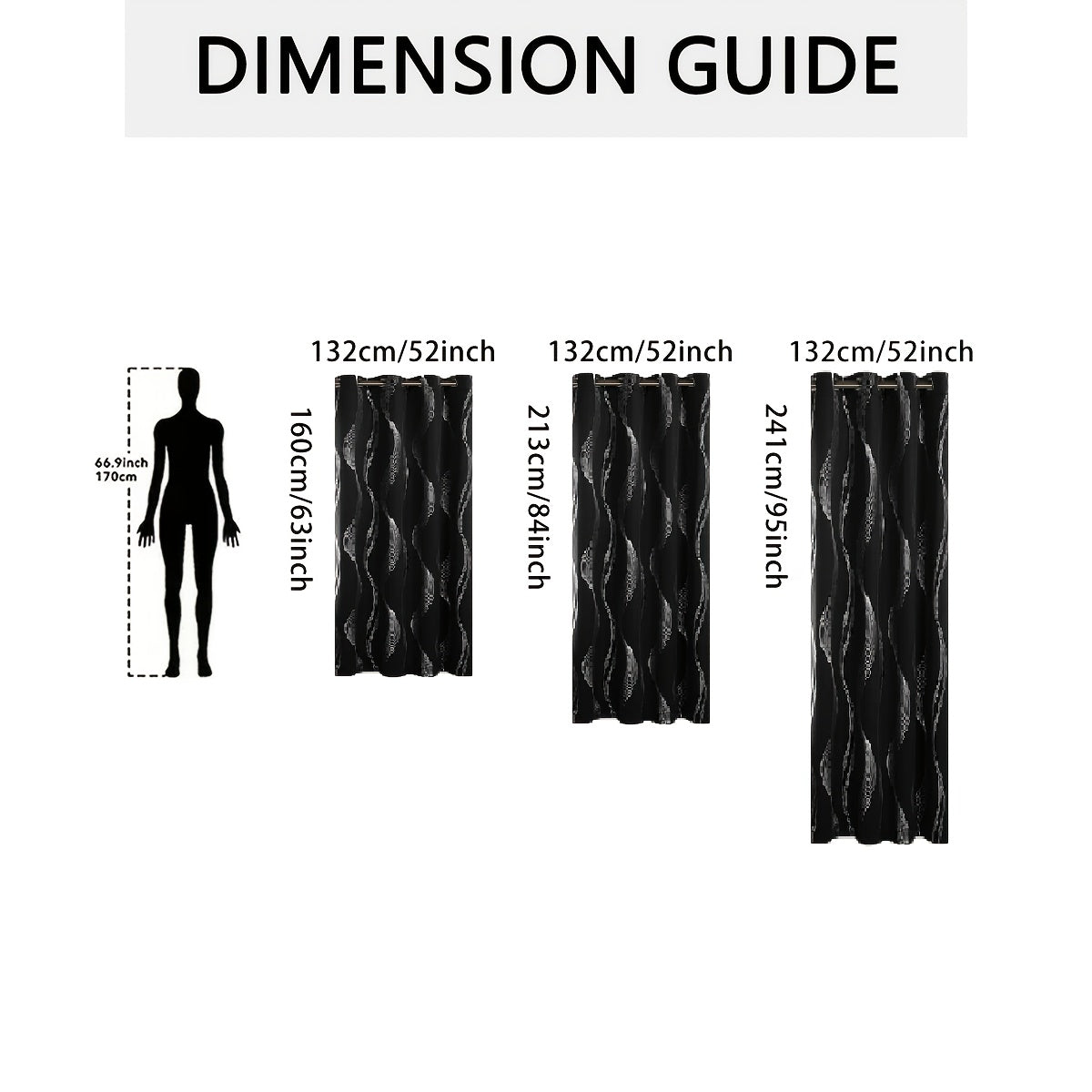 Verdunkelungsvorhänge Schwarz-Weiß Wellenmuster 2er Set - Ösenvorhänge