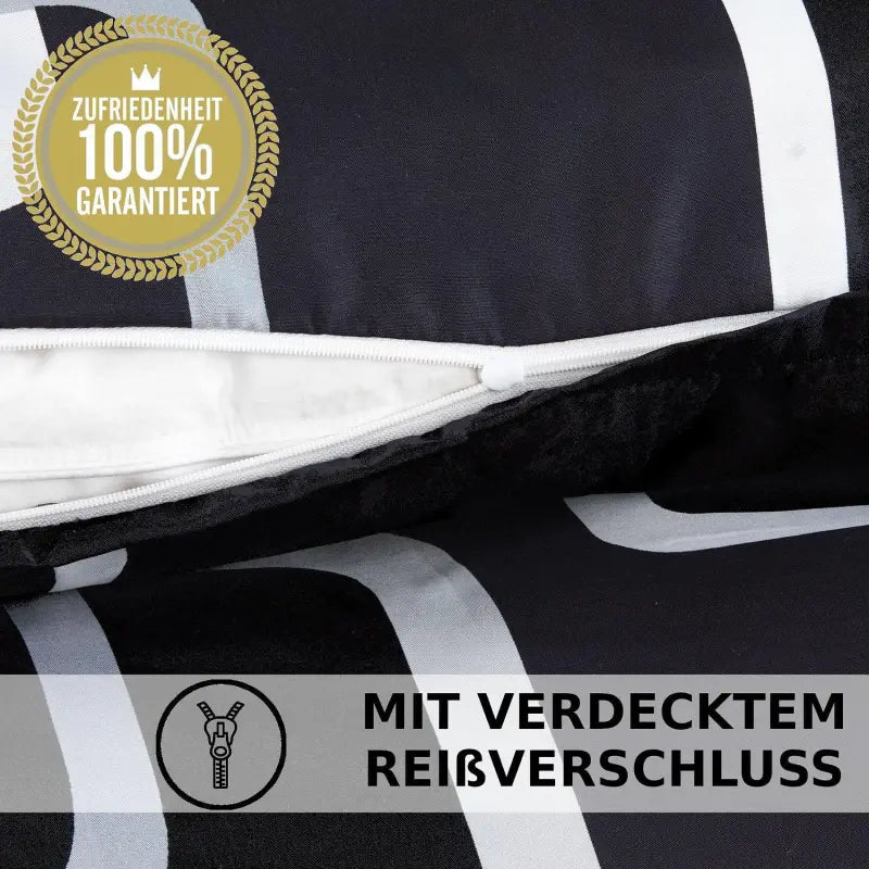 Schwarz-weiß gestreifte bettwäsche-Set 135x200 4-teilig mit verdecktem reißverschluss und allergikerfreundlichem material