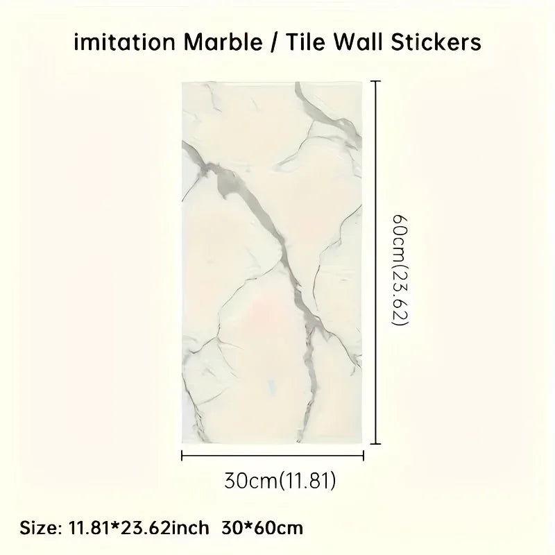 Selbstklebende 3D Marmor-Wandfliesen 60x30cm - Vinyl Fliesenaufkleber für Küche Bad & Wohnzimmer - Abwaschbar (19-99 Stück) - FUXLShop