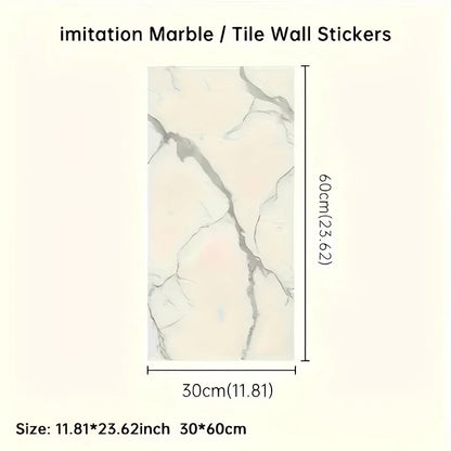 Selbstklebende 3D Marmor-Wandfliesen 60x30cm - Vinyl Fliesenaufkleber für Küche Bad & Wohnzimmer - Abwaschbar (19-99 Stück) - FUXLShop