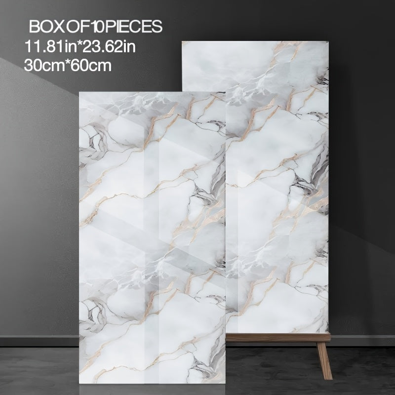 Box mit 10–50 selbstklebenden Wandaufklebern – Marmor-Optik, PVC & PE, glänzend, abnehmbar, für Küche, Bad & Wohnzimmer, einfache Montage