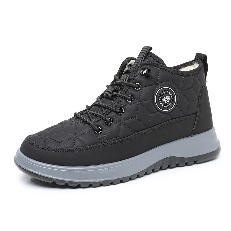 Herren-Winterstiefeletten mit Steppdesign, Schnürung, hellem Innenfutter und Profilsohle