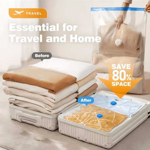 11pcs Vacuum Compression Storage Bags Set with Portable Hand Pump - Large, Medium, Small And Hand Pump - Suitable for Bedding, Clothes, Travel Essentials, Luggage Vacuum Seal Bags, Thickened Material, No Electricity Required