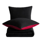 Schwarzes kissenbezug mit rotem innenfutter aus wendbares steppdecken-set 80x80 cm online bestellen geschenkideen