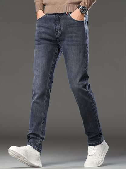 Herren Business-Jeans mit geradem Schnitt und Stretch-Komfort – Farbe Blau