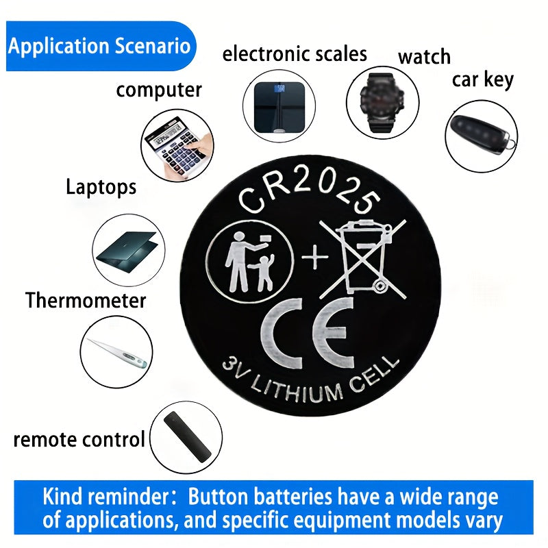 CR2025 Knopfzellen-Batterie – geeignet für Autoschlüssel, E-Fahrzeug-Fernbedienungen, Blutzuckermessgeräte & elektronische Uhren, langlebig & zuverlässig